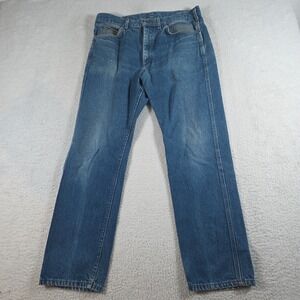 Vintage 80's Lee Blue Jeans Mens Made in USA 36x32 Great Fading Cowboy Denim